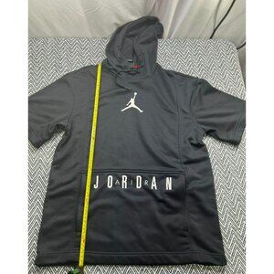 Jordan Dri-FIT Black Short-Sleeve Hoodie Small Kangaroo Pocket & Jumpman Logo